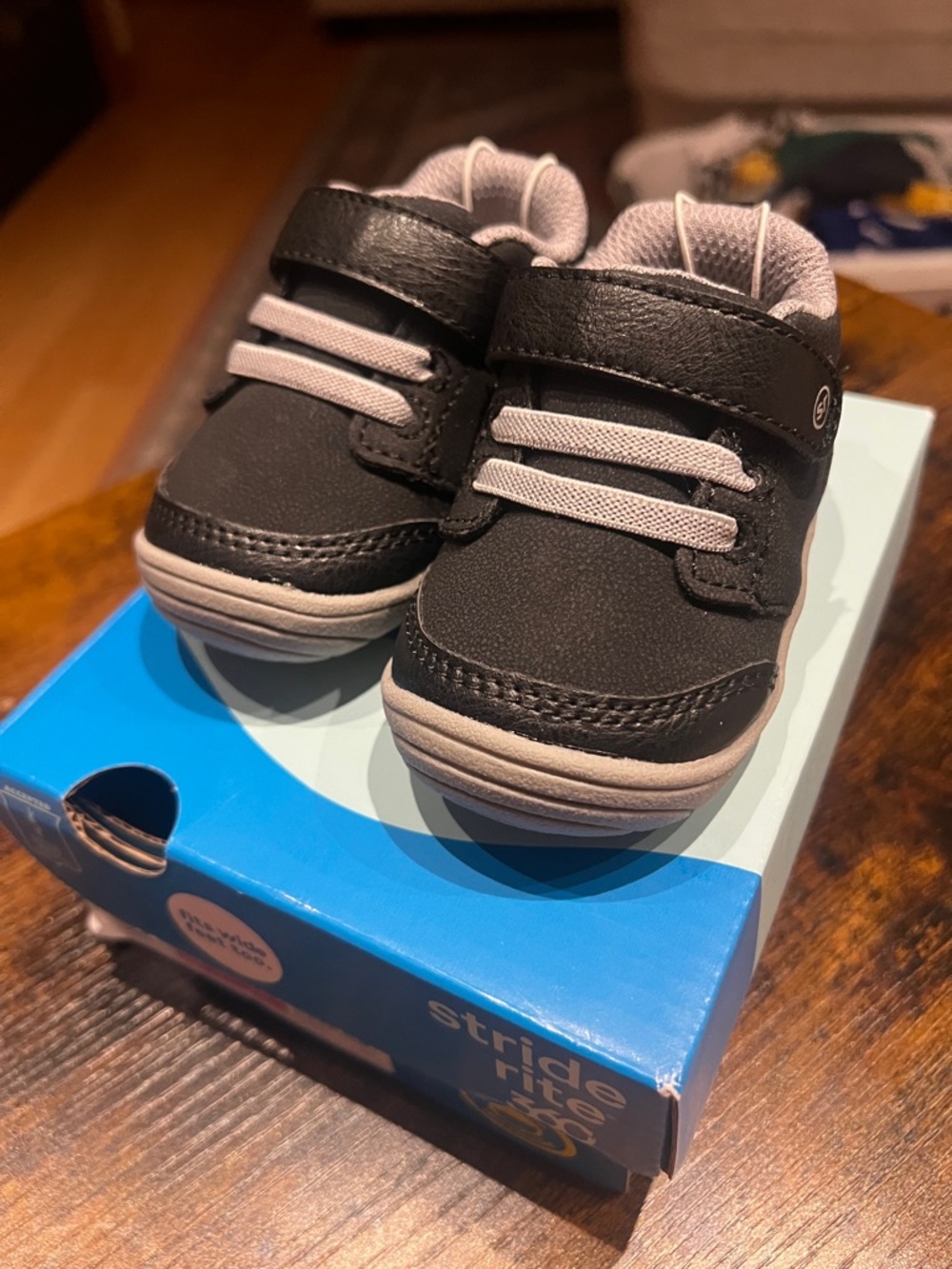 Stride Rite Black and Gray Baby Walker Sneakers